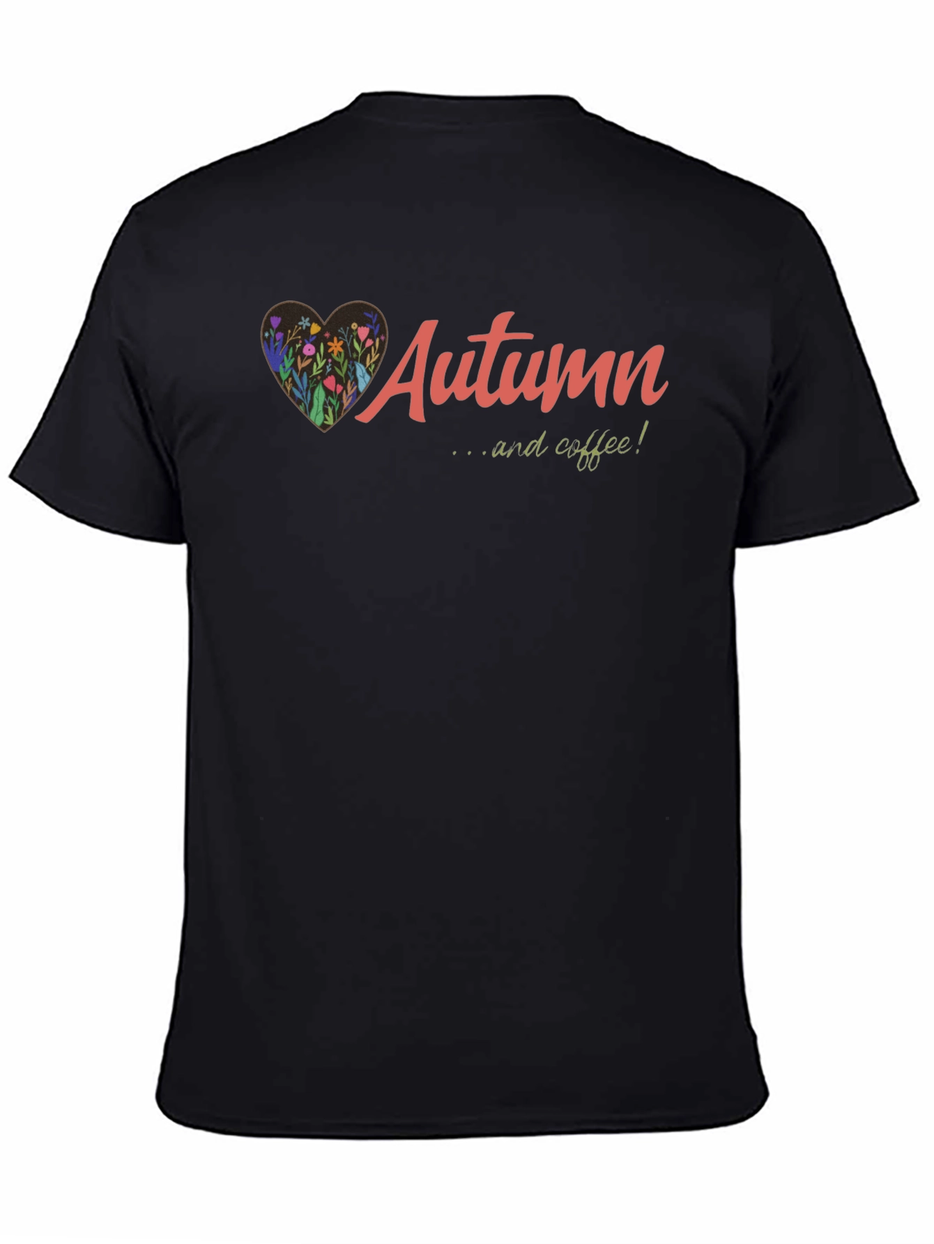 Black Autumn & Coffee Graphic Tee - Soft Black Cotton view 4