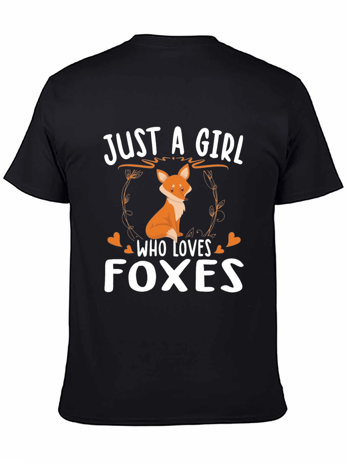 Black Just A Girl Who Loves Foxes Graphic T-Shirt view 4