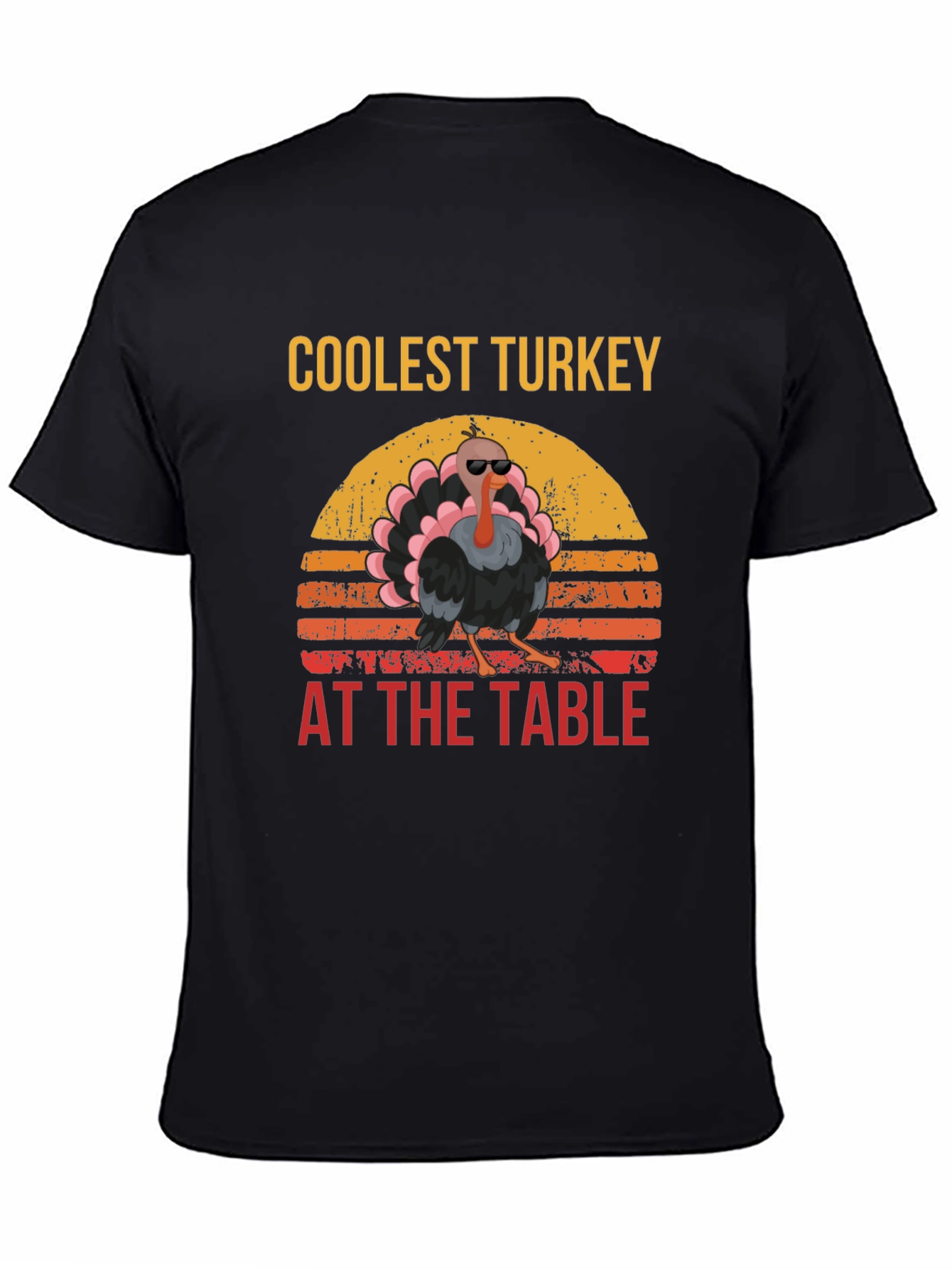 Black Coolest Turkey at the Table Black Graphic Tee view 4