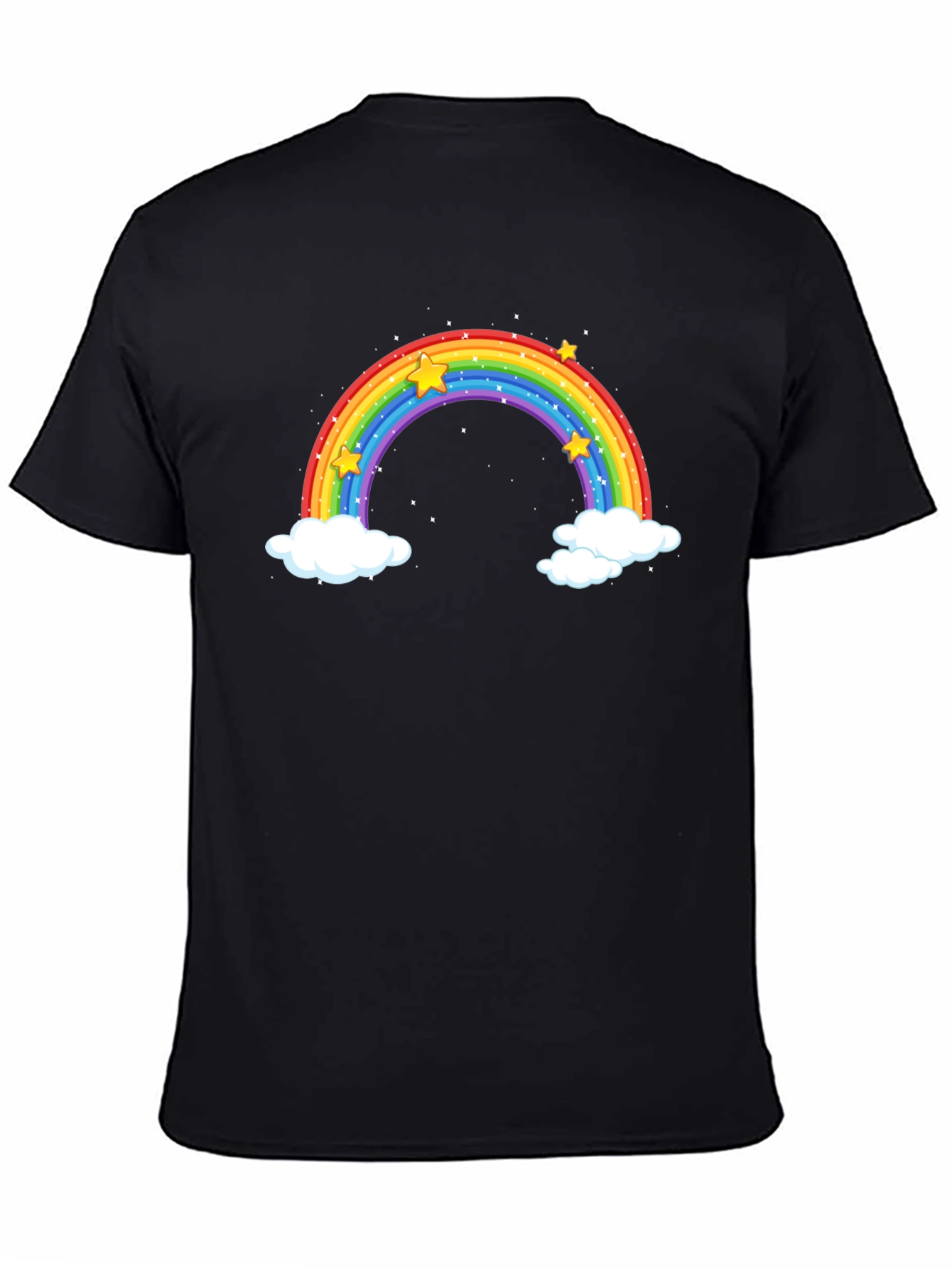 Black Rainbow & Stars Graphic Tee - Black Cotton view 4