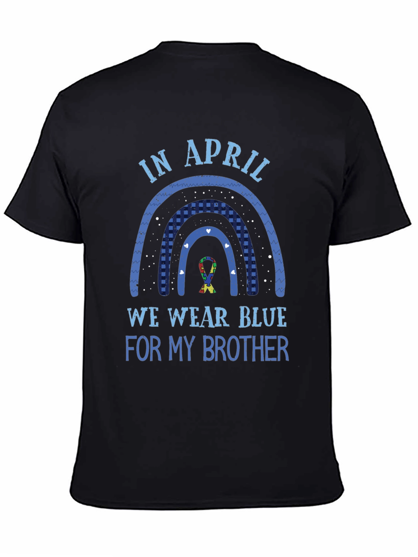 Black Autism Awareness Brother T-Shirt - Wear Blue in April view 4