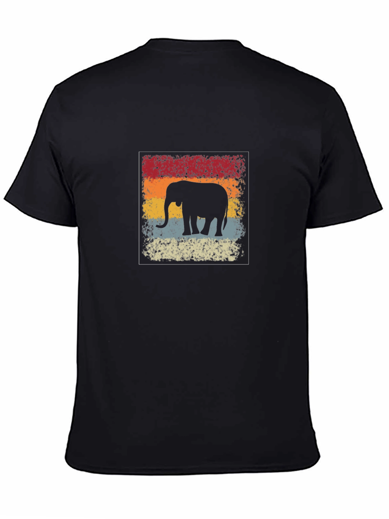 Black Retro Elephant Graphic Tee - Vintage Style Comfort view 4