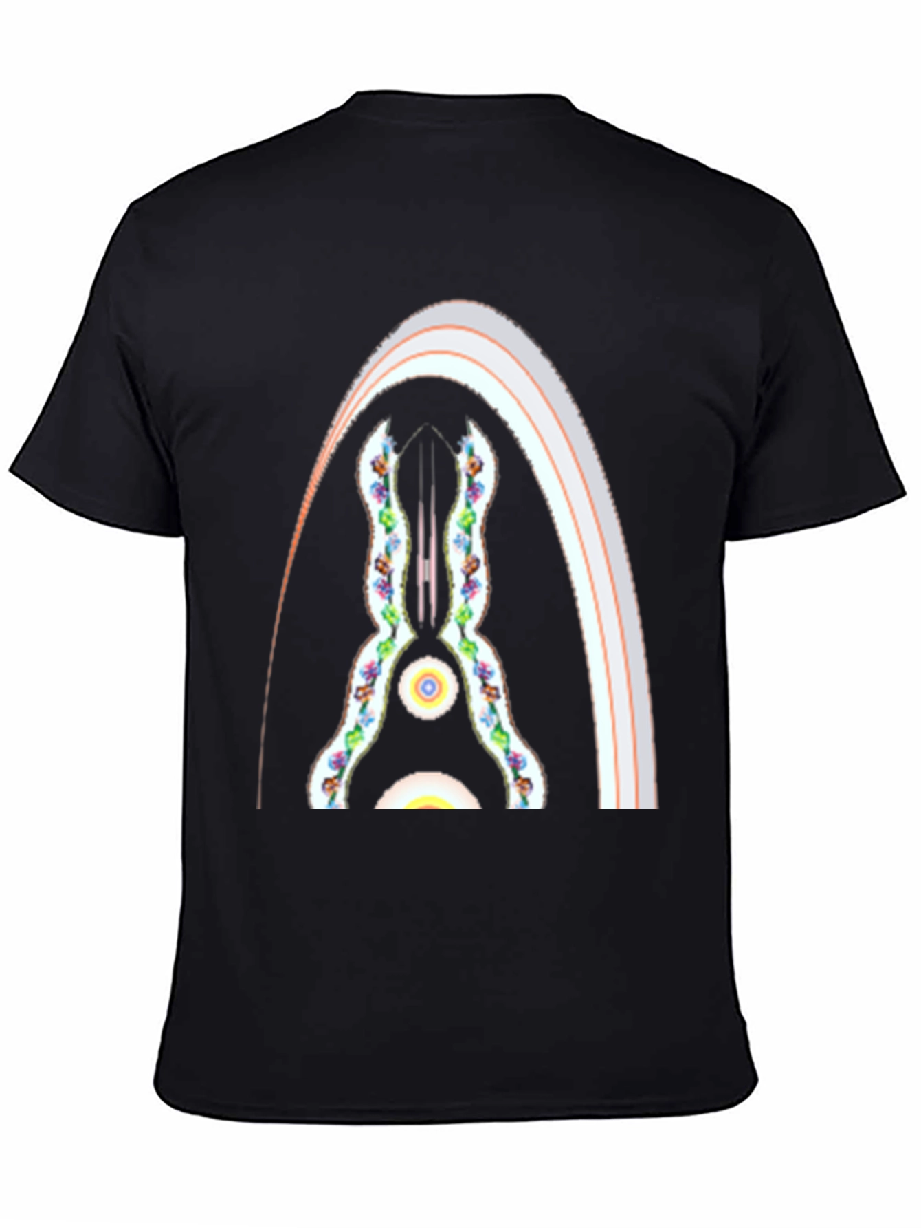 Black Abstract Archway Graphic Tee - Black Cotton Blend view 4