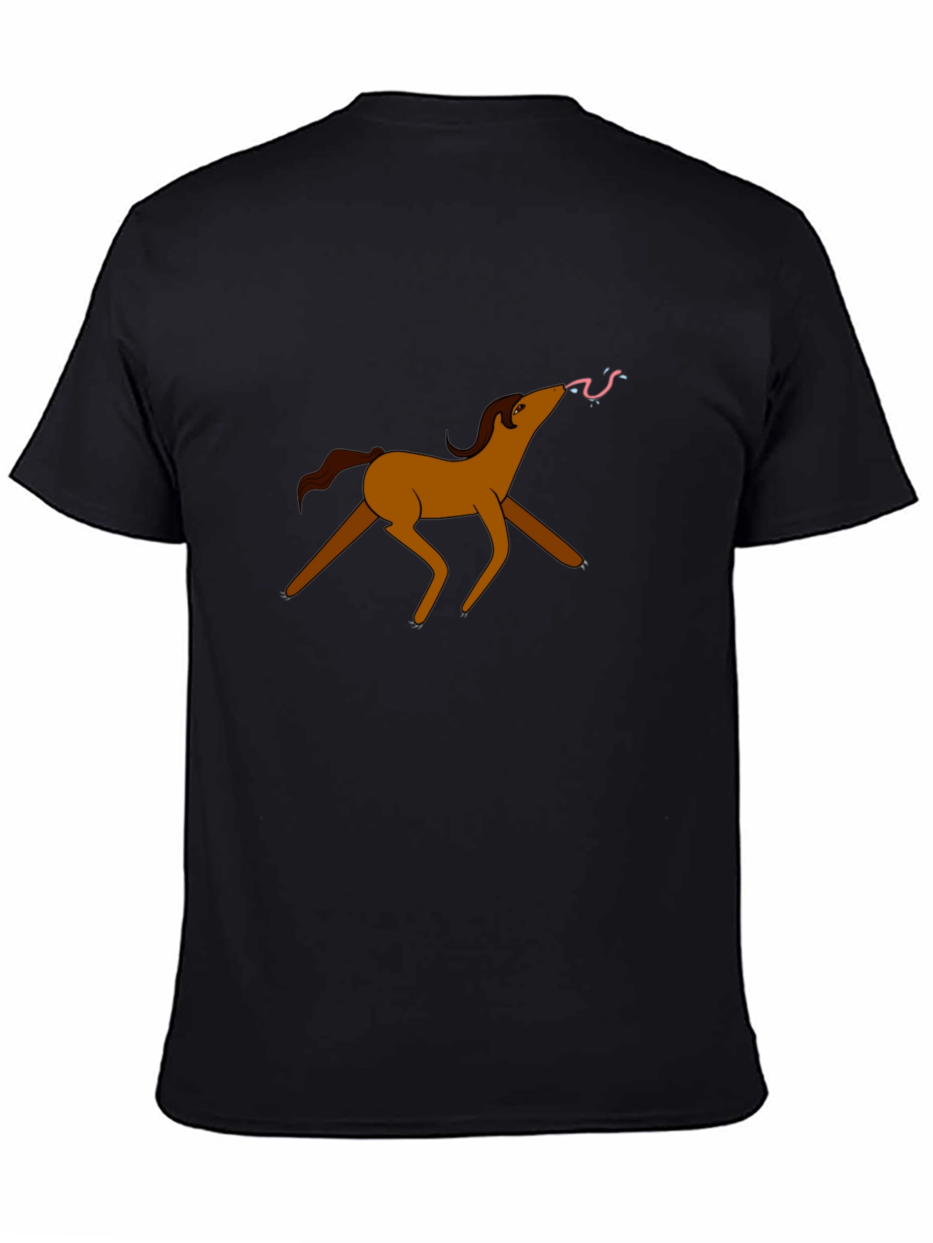 Black Cartoon Horse Graphic Tee - Unique Design view 4