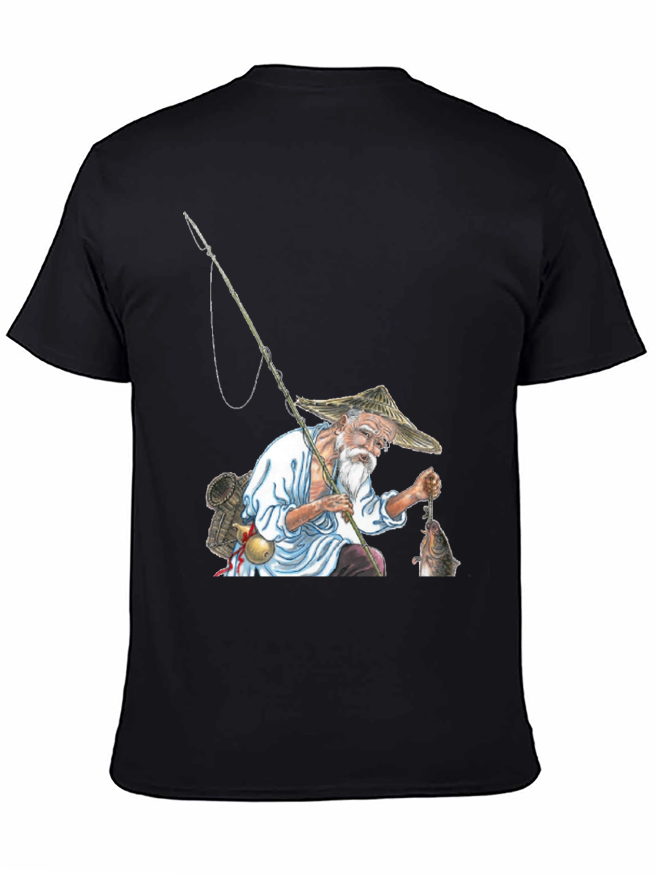 Black Fisherman Graphic Tee - Unique Artistic Design view 4