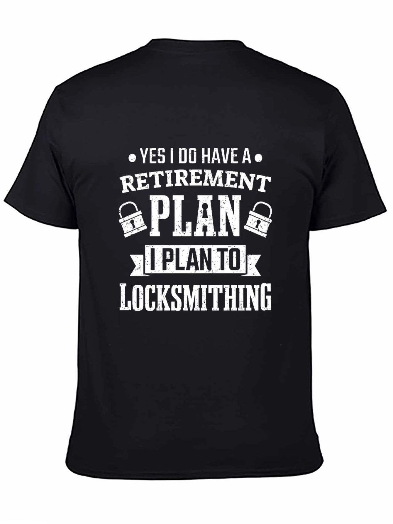 Black Locksmithing Retirement Plan T-Shirt view 4