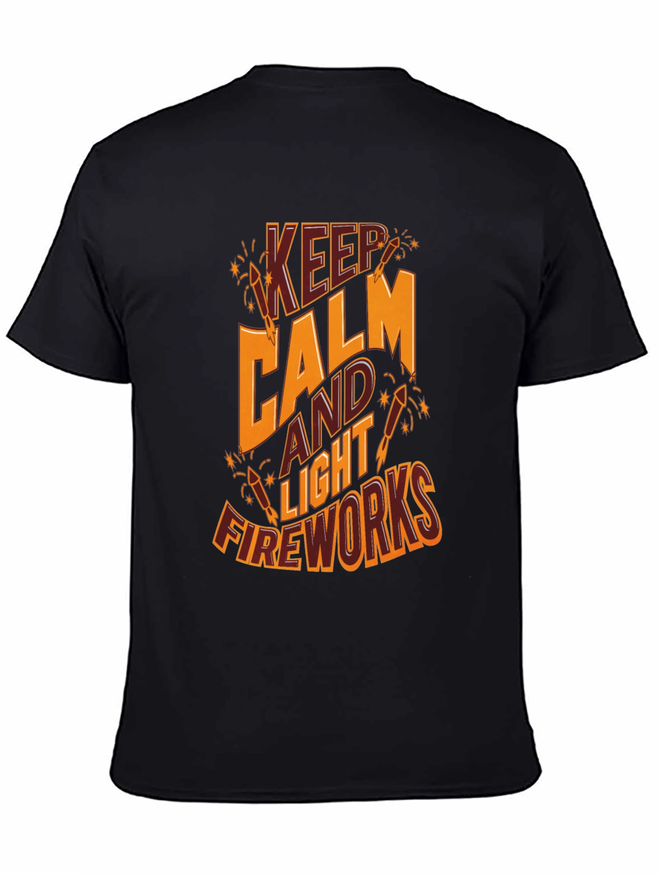 Keep Calm & Light Fireworks T-Shirt - Black Cotton Tee - 4