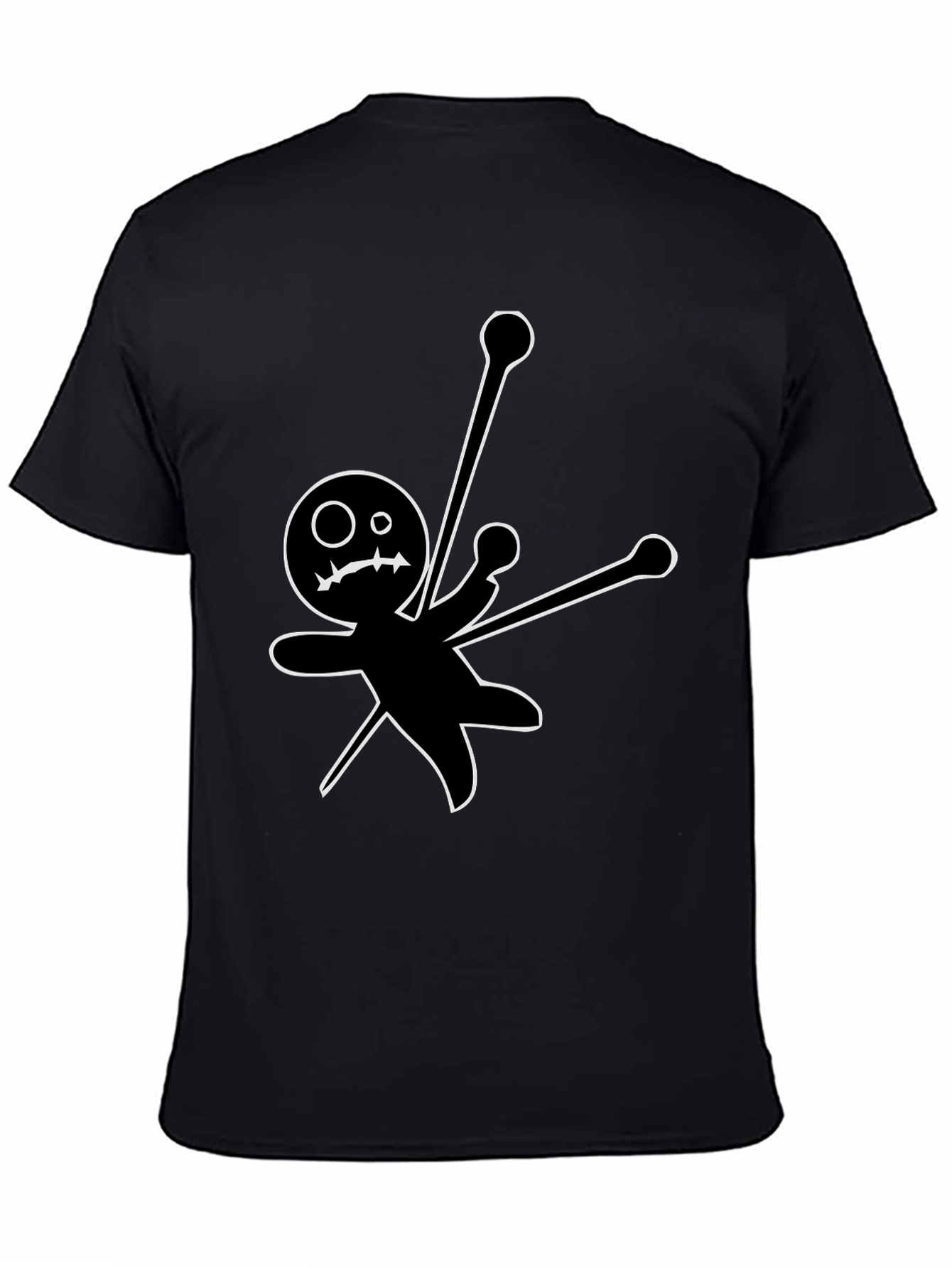 Black Voodoo Doll Graphic Tee - Black Cotton view 4