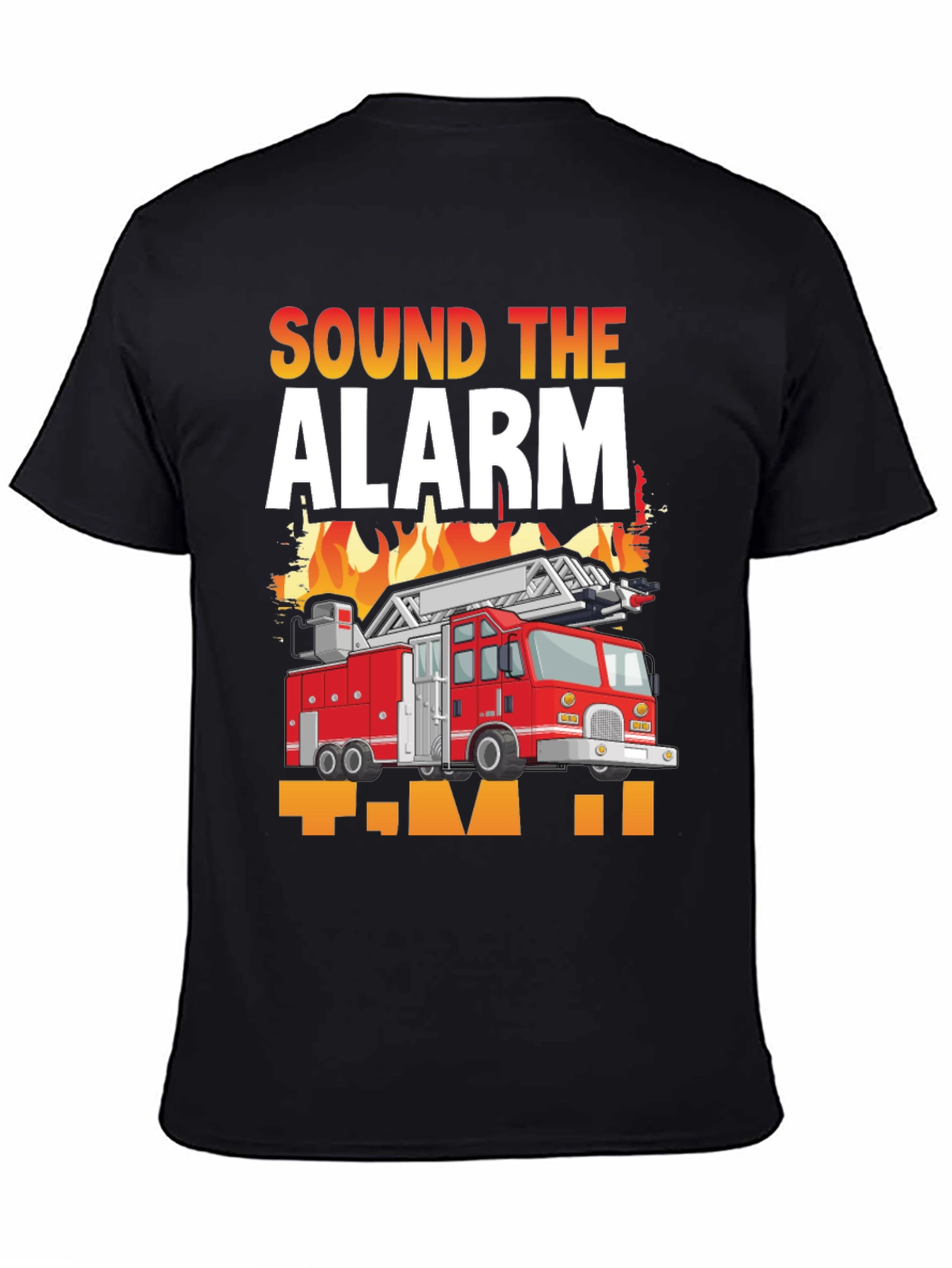 Black Sound the Alarm Firefighter T-Shirt view 4