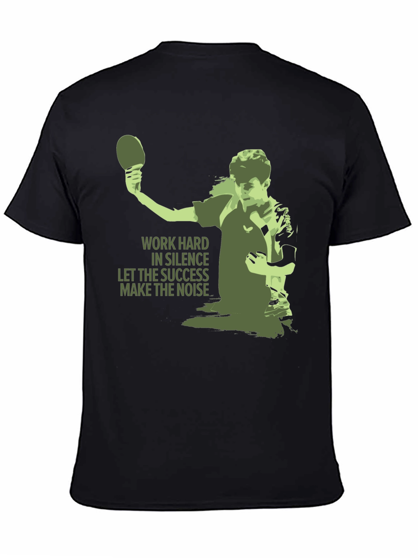 Black Table Tennis Graphic Tee - Work Hard T-Shirt view 4