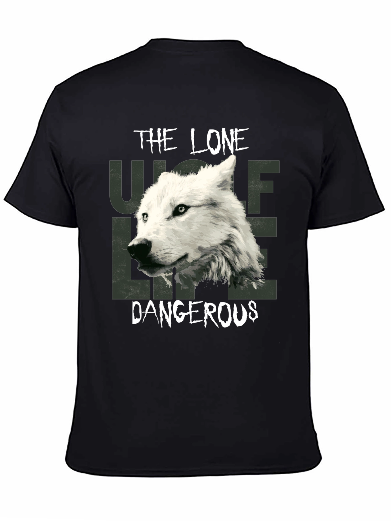 Black The Lone Wolf Dangerous Graphic T-Shirt view 4