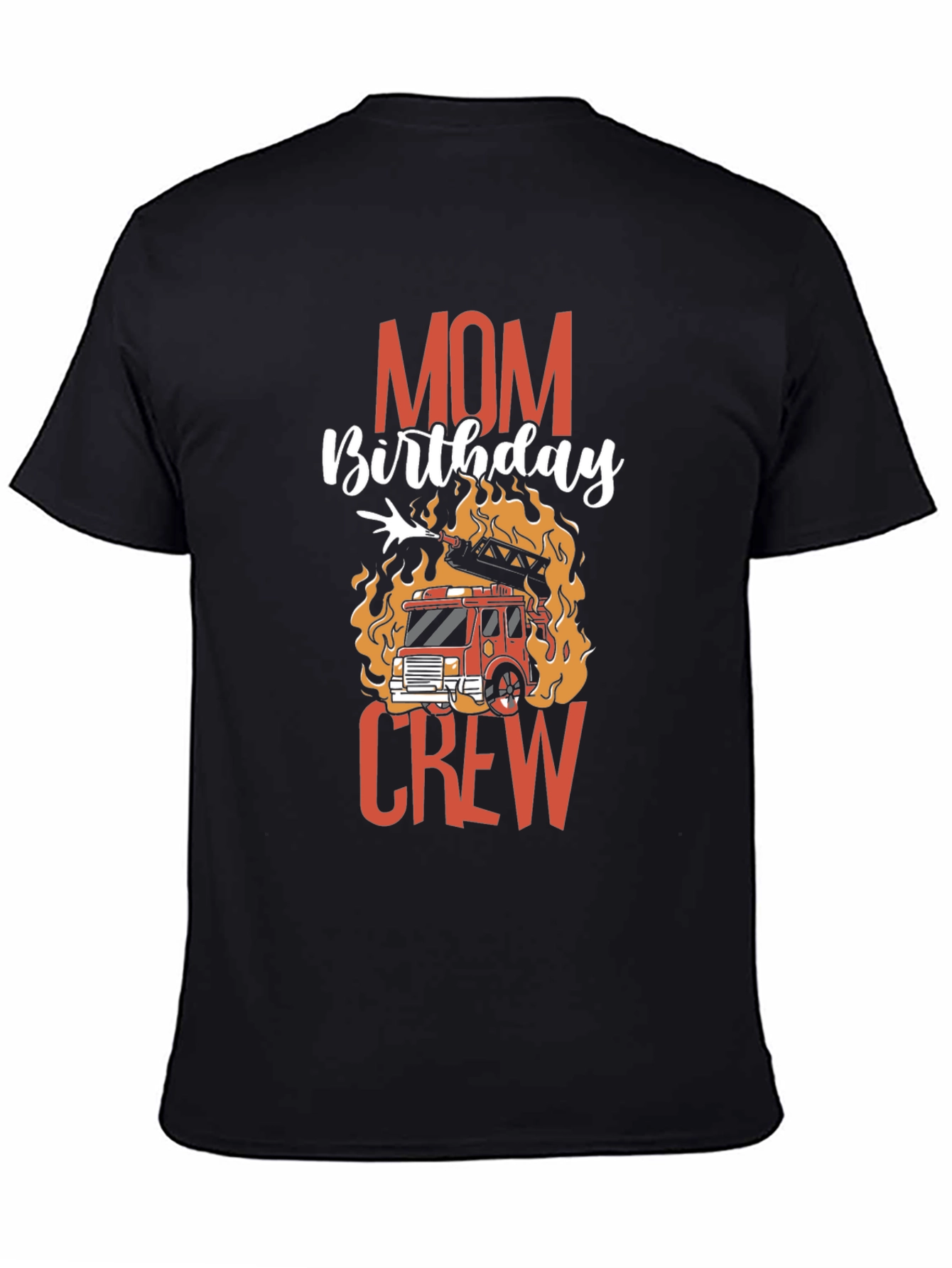 Black Mom Birthday Firetruck Crew Graphic T-Shirt view 4