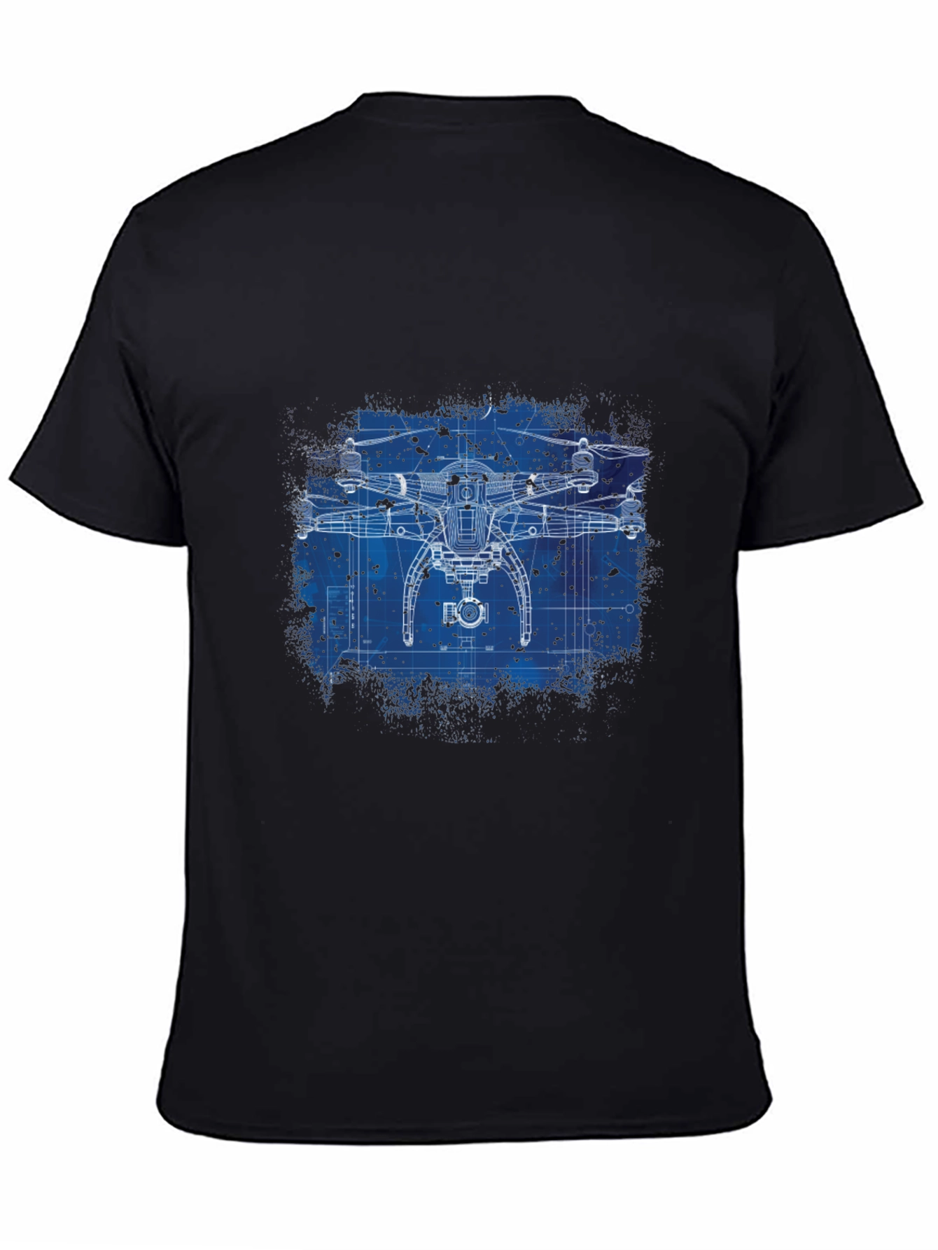 Black Drone Blueprint Graphic T-Shirt view 4