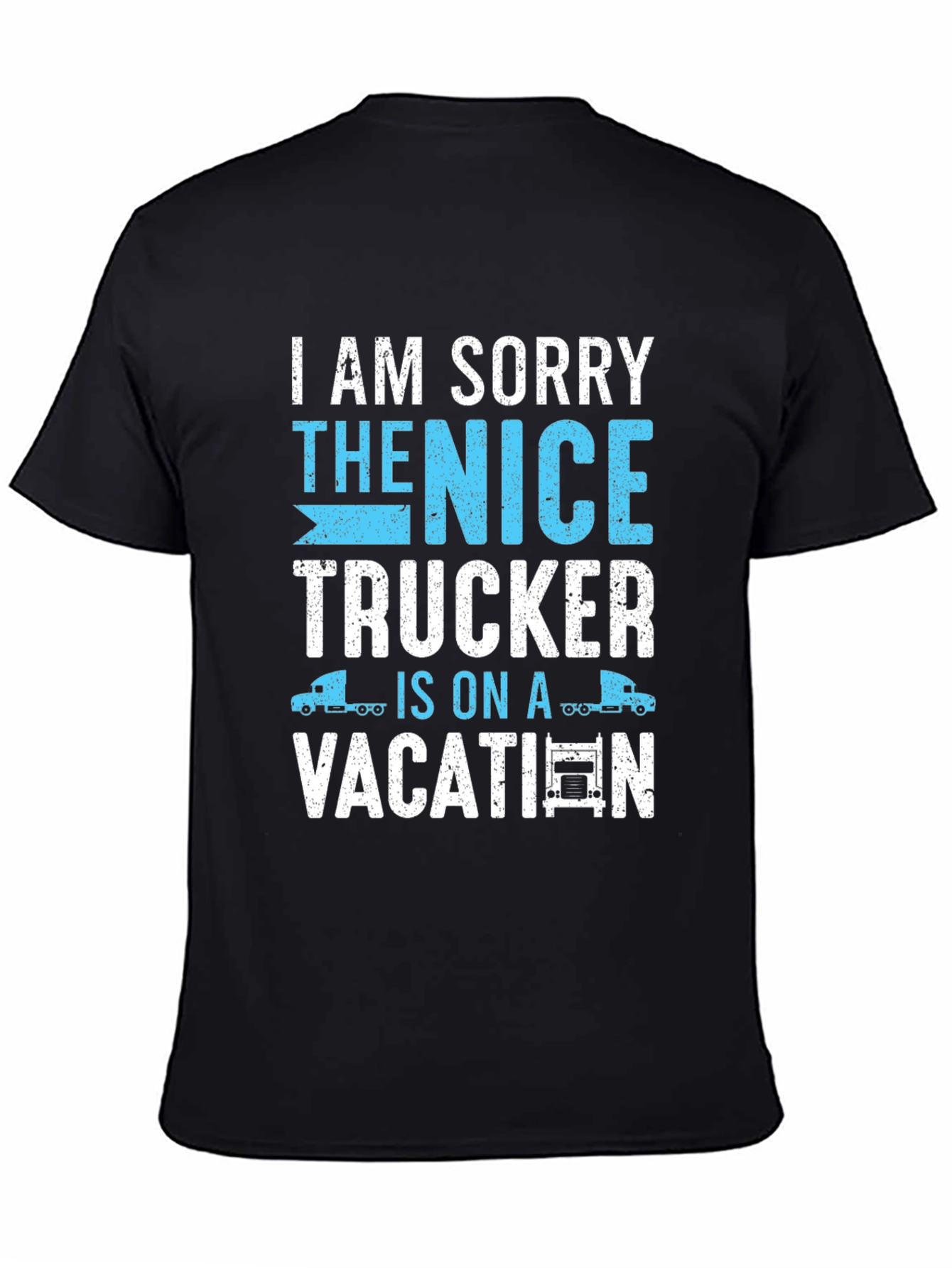 Black Funny Trucker Vacation T-Shirt view 4