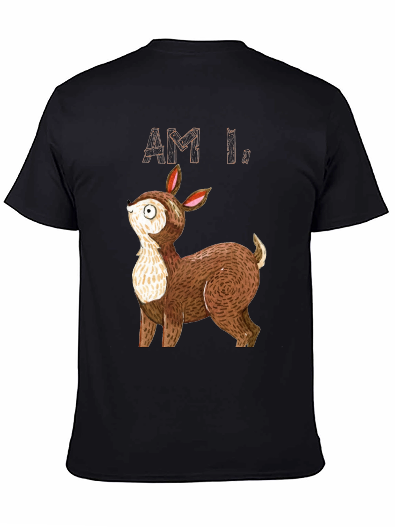 Black Am I Deer? Graphic Tee - Black Cotton T-Shirt view 4