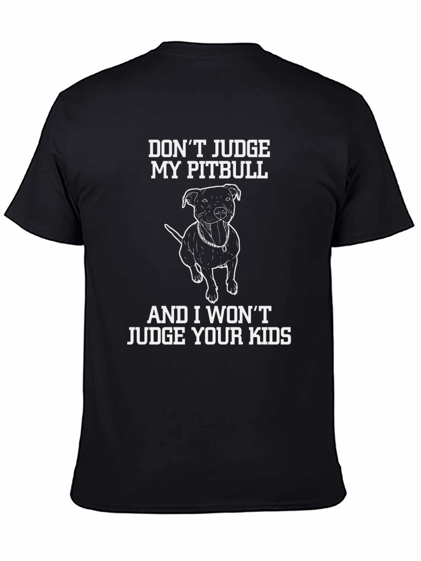 Black Don't Judge My Pitbull Funny Graphic Tee view 4
