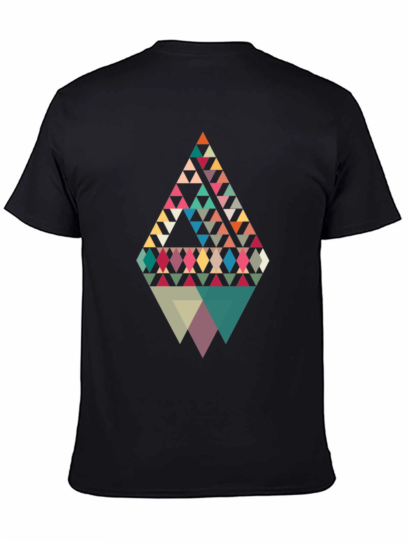 Black Geometric Triangle Pattern Graphic Tee view 4