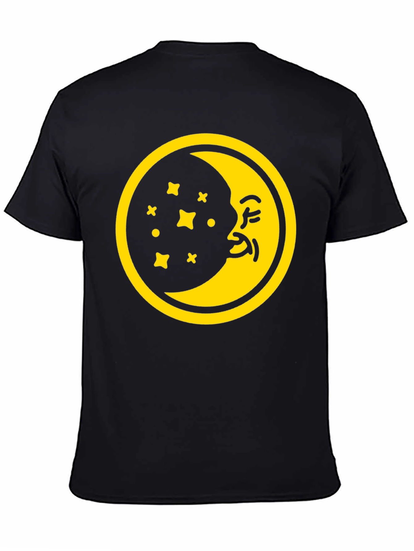 Black Dreamy Moon Graphic Tee - Black Cotton T-Shirt view 4