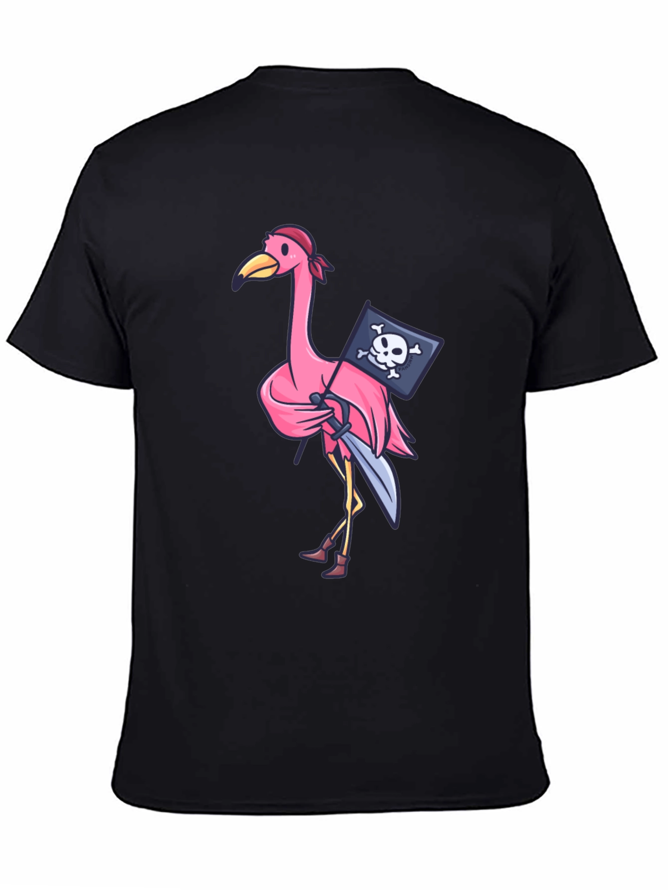 Black Pirate Flamingo T-Shirt - Novelty Graphic Tee view 4