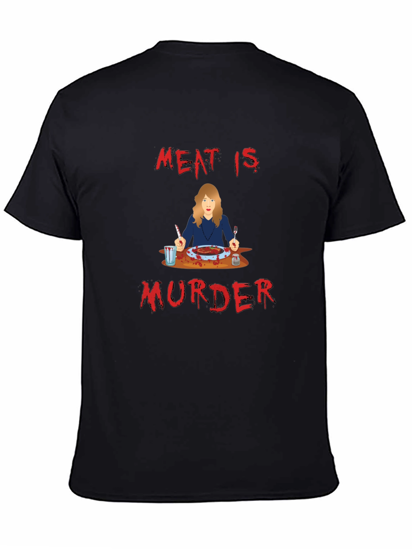 Black Meat is Murder Graphic T-Shirt view 4