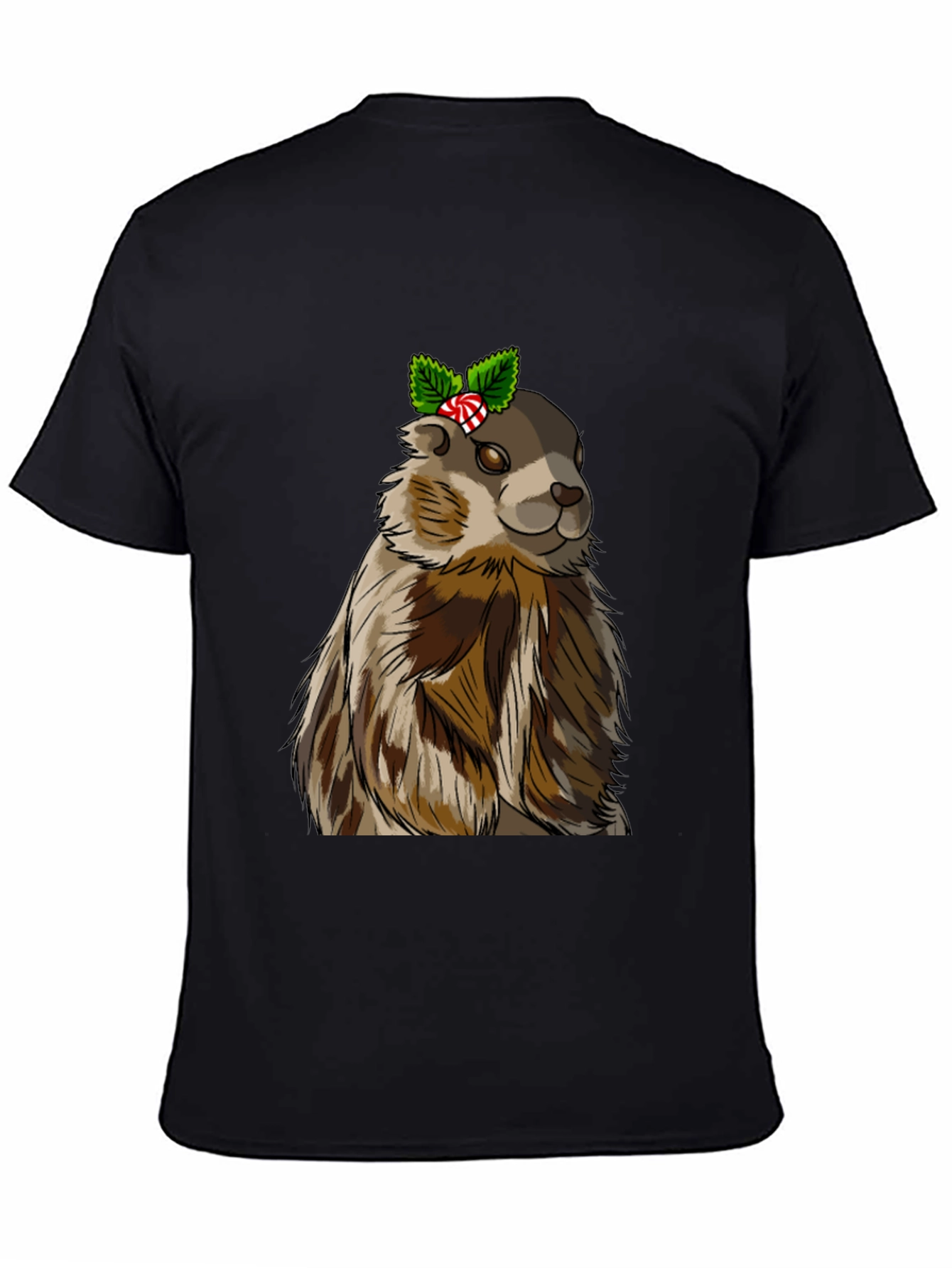 Black Festive Groundhog T-Shirt - Holiday Cheer! view 4