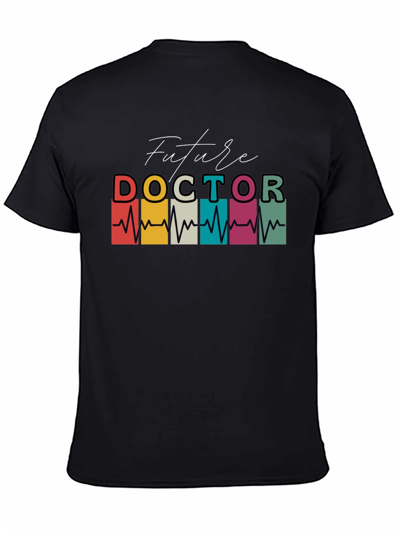 Black Future Doctor Heartbeat Graphic T-Shirt view 4