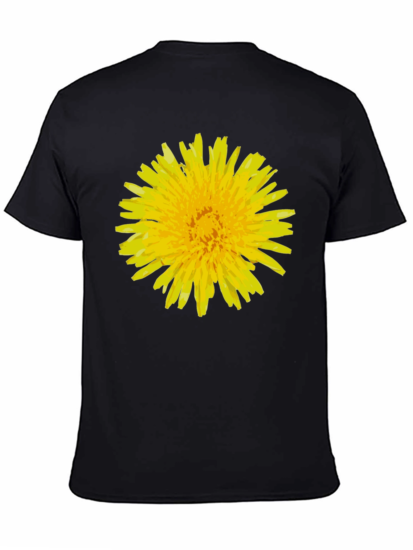 Black Dandelion Flower Graphic Tee - Black Cotton T-Shirt view 4