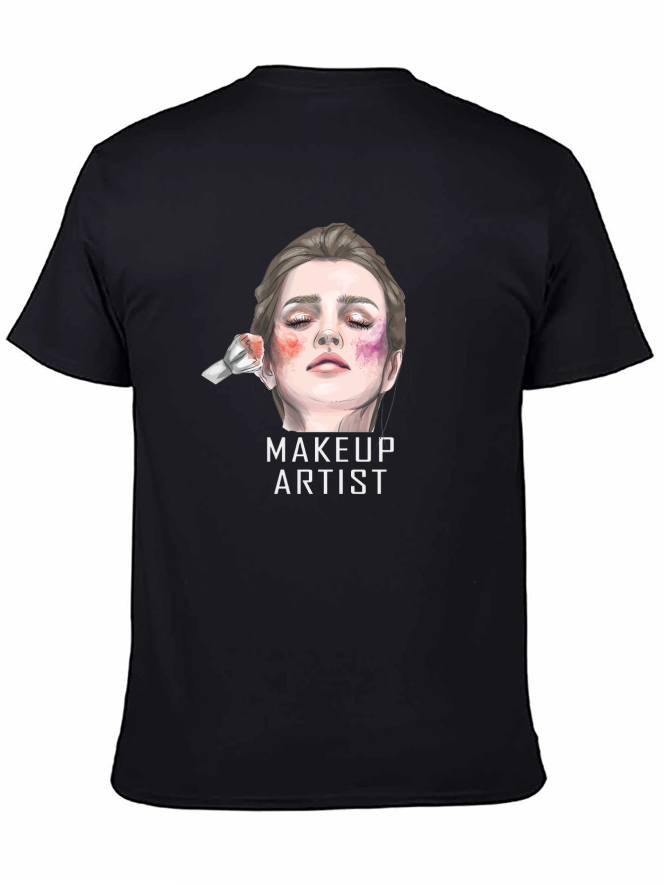 Black Makeup Artist Graphic Tee - Unisex Black Cotton T-Shirt view 4