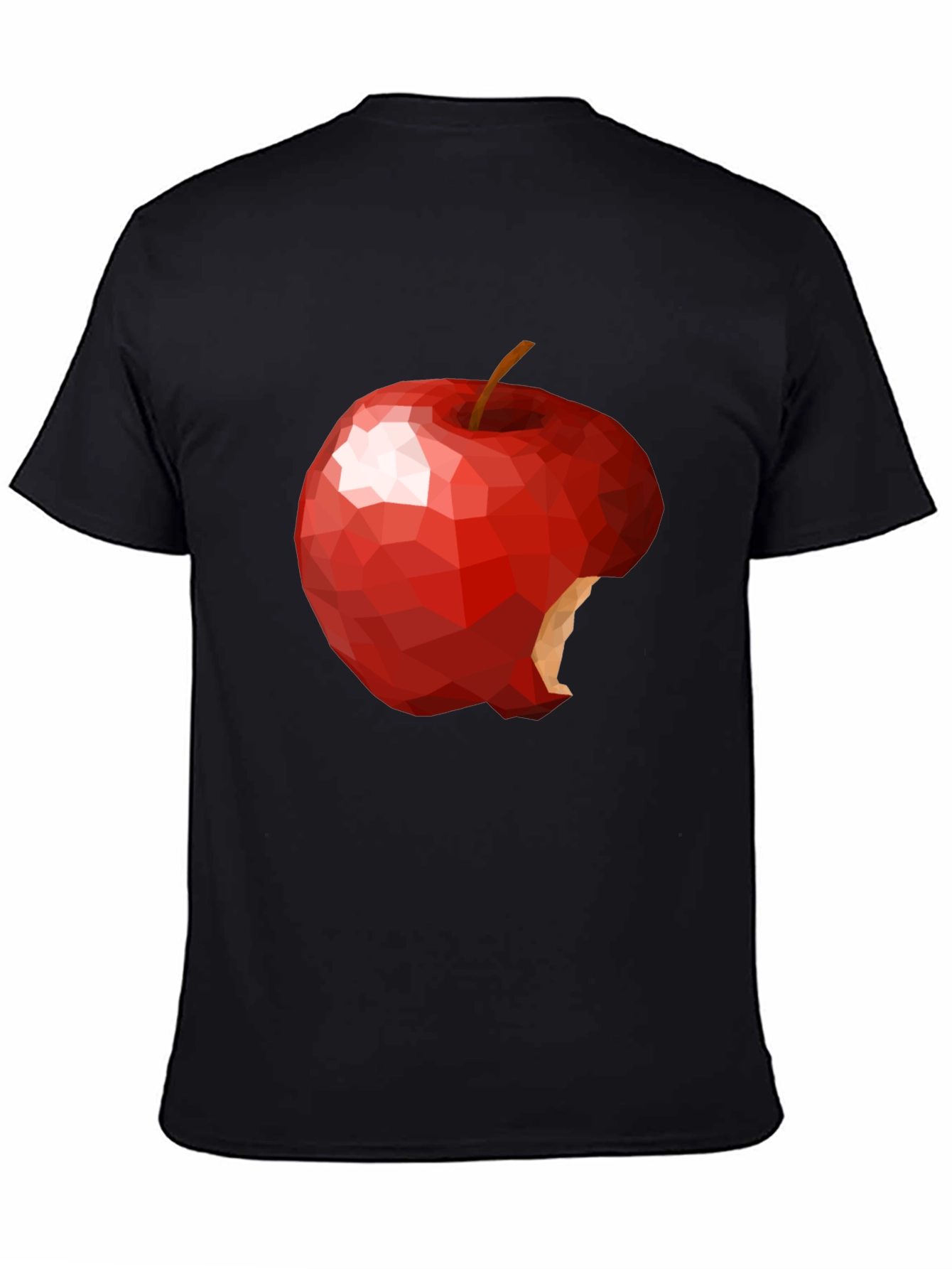 Black Geometric Bitten Apple Graphic T-Shirt view 4