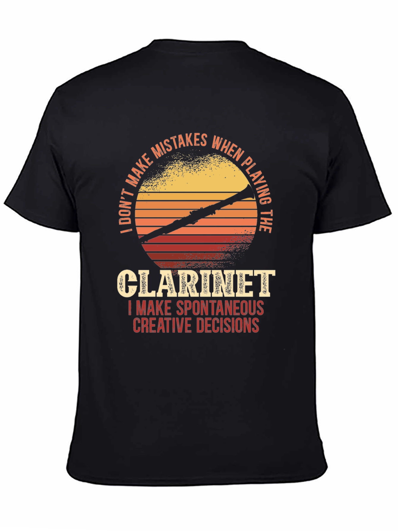 Black Clarinet Player T-Shirt - Spontaneous Creative Decisions view 4