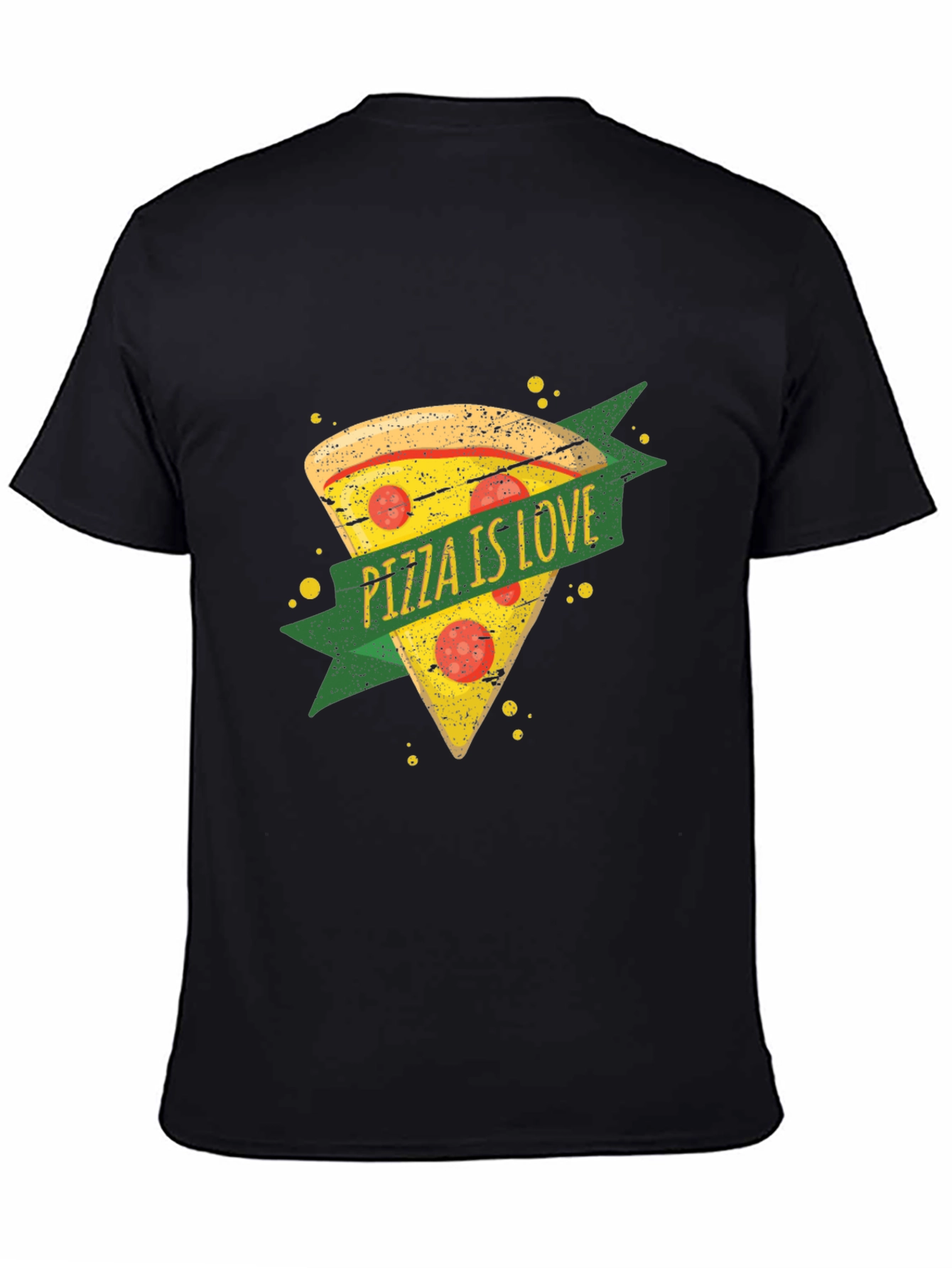 Black Pizza is Love Graphic T-Shirt - Black view 4
