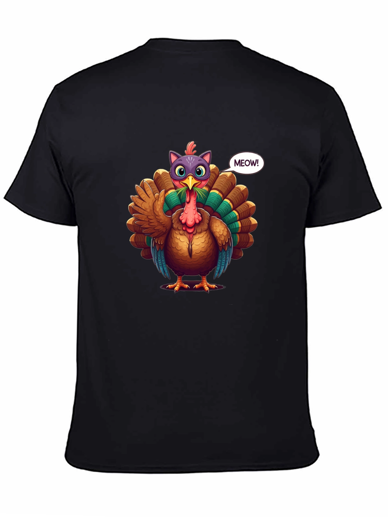 Black Turkey Cat Meow Black T-Shirt view 4