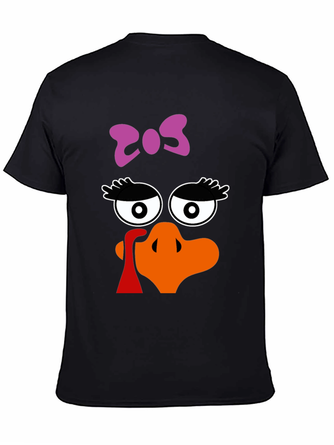 Thanksgiving Turkey Face Bow Black T-Shirt - 4