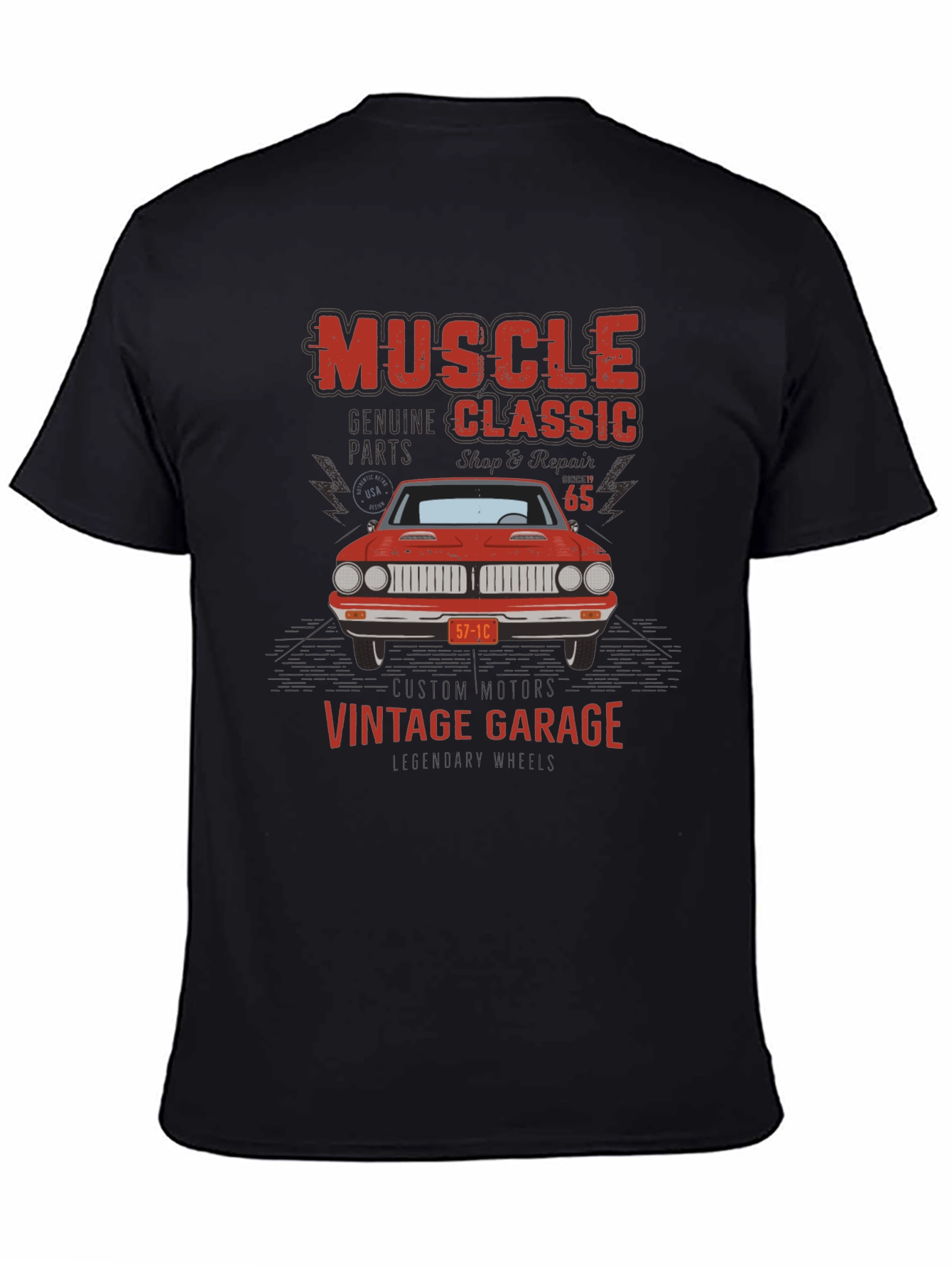 Black Muscle Classic Vintage Garage Graphic T-Shirt view 4