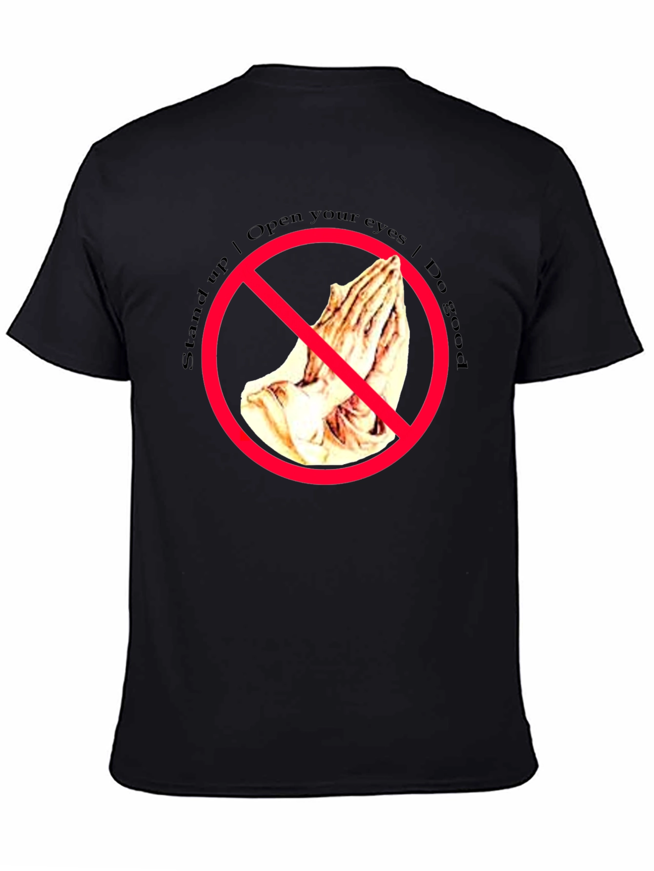 Black Stand Up Graphic Tee - Open Your Eyes T-Shirt view 4