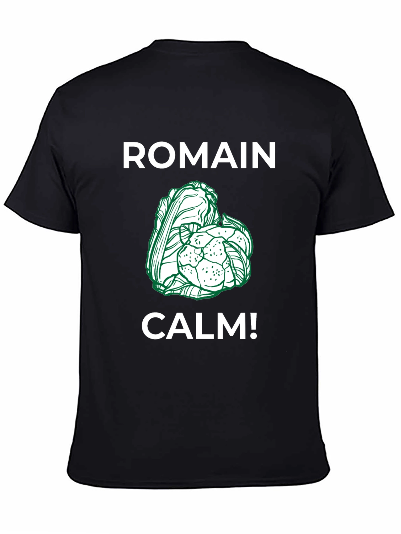 Black Romain Calm! Funny T-Shirt - Black view 4