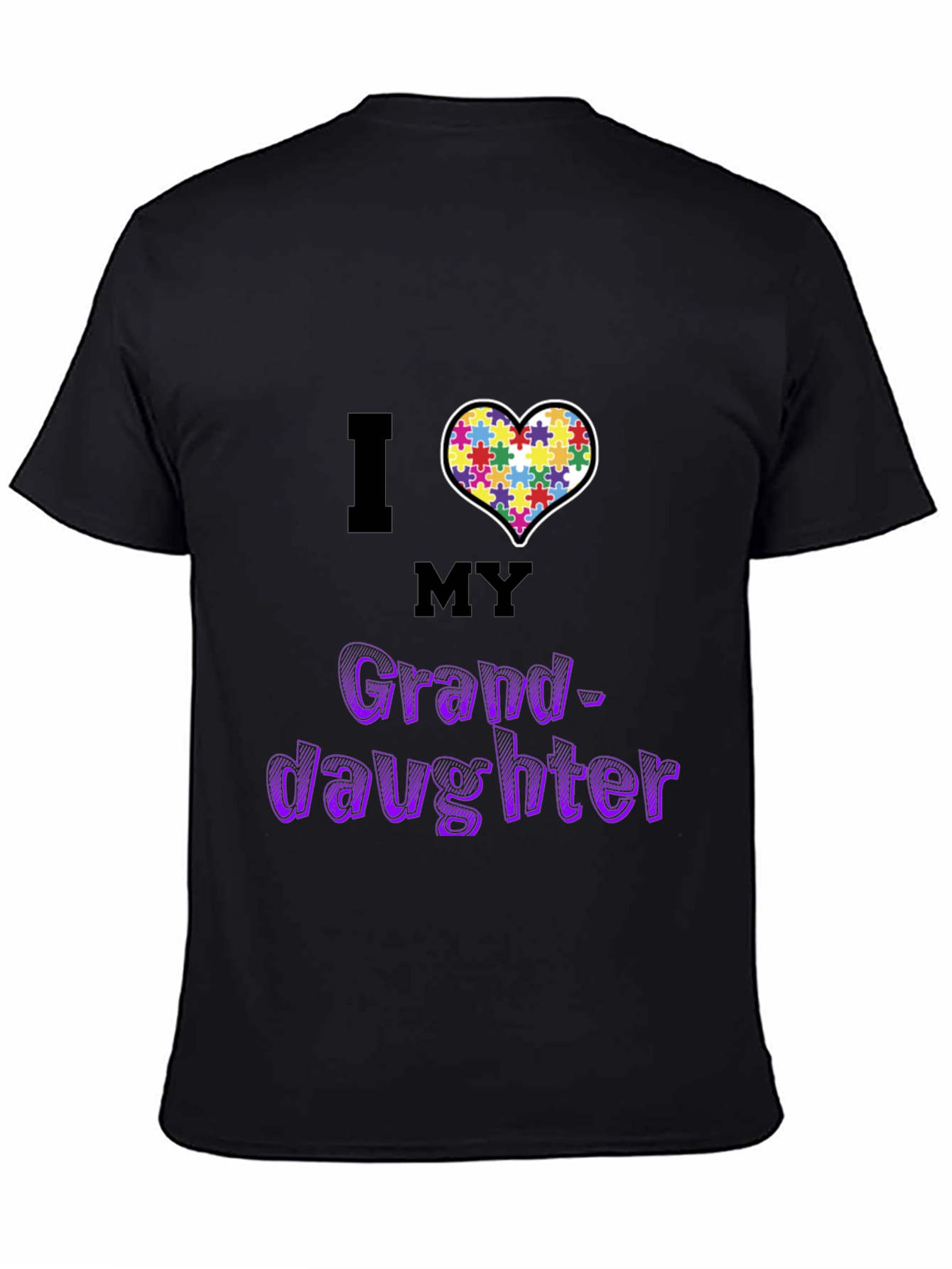 Black I Love My Granddaughter Autism Awareness T-Shirt view 4