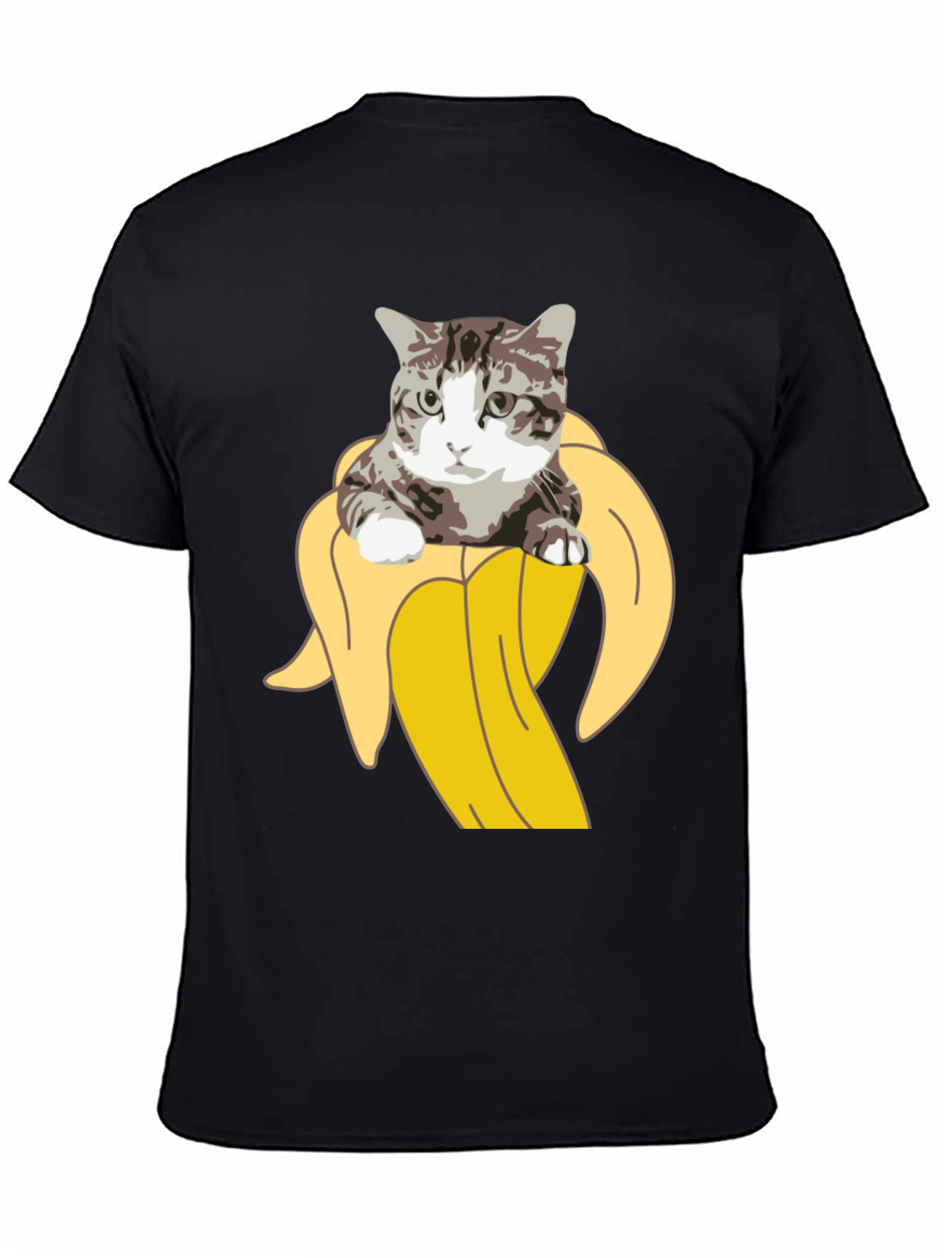 Black Cat in Banana T-Shirt - Funny Graphic Tee view 4