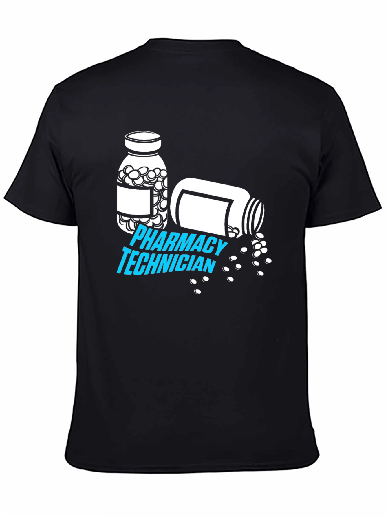 Black Pharmacy Technician T-Shirt - Pill Bottle Graphic view 4