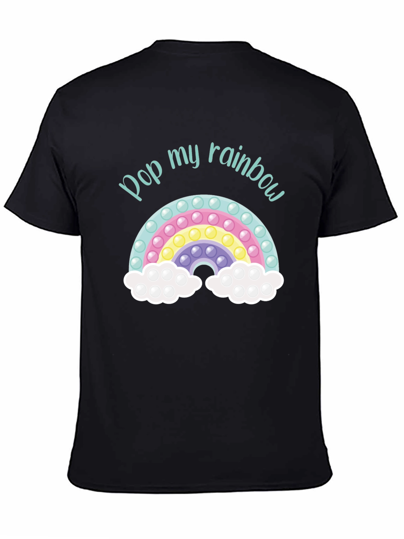 Black Pop My Rainbow Bubble T-Shirt - Novelty Design view 4