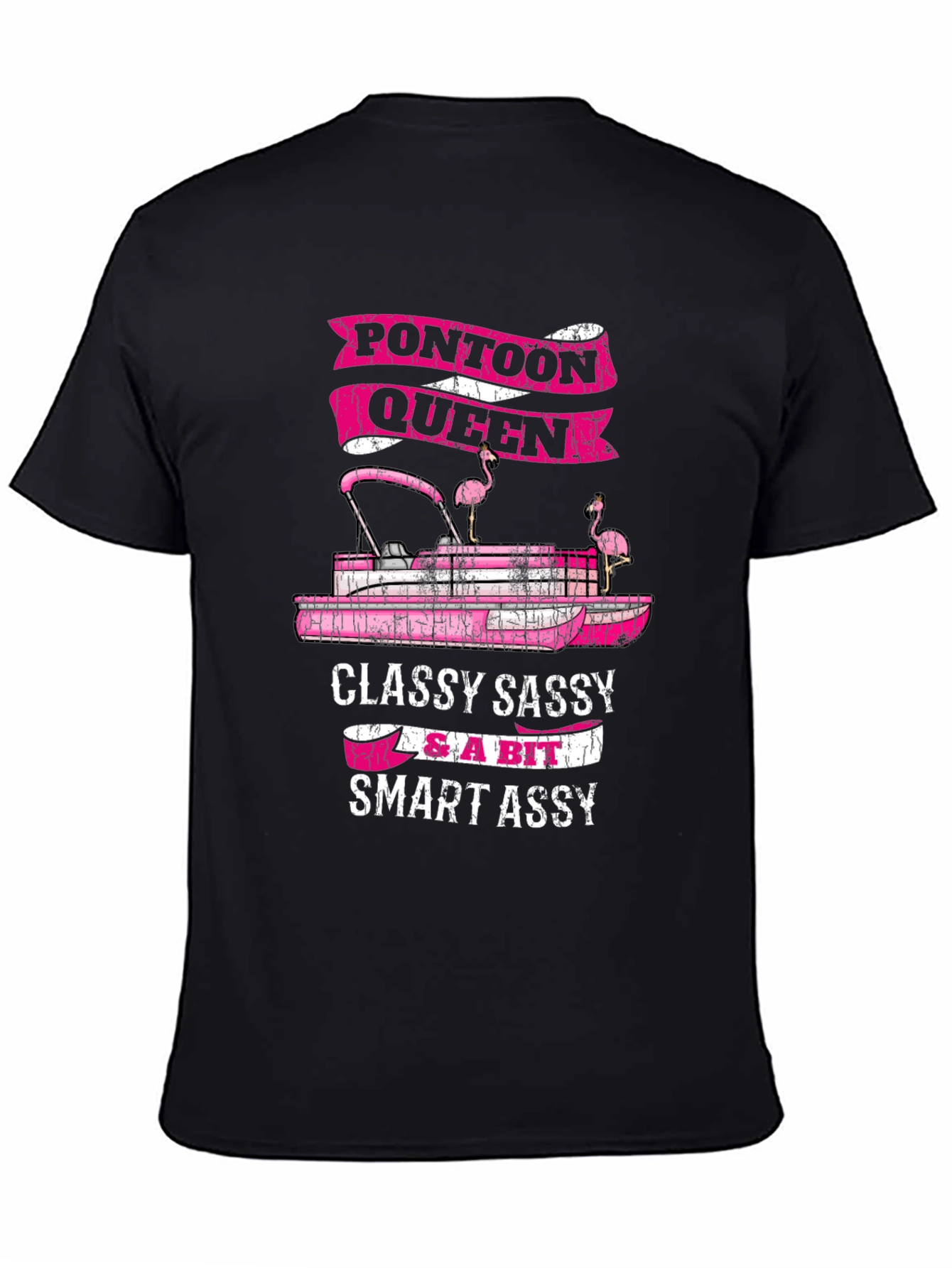 Black Pontoon Queen Graphic T-Shirt - Classy Sassy & Smart Assy view 4