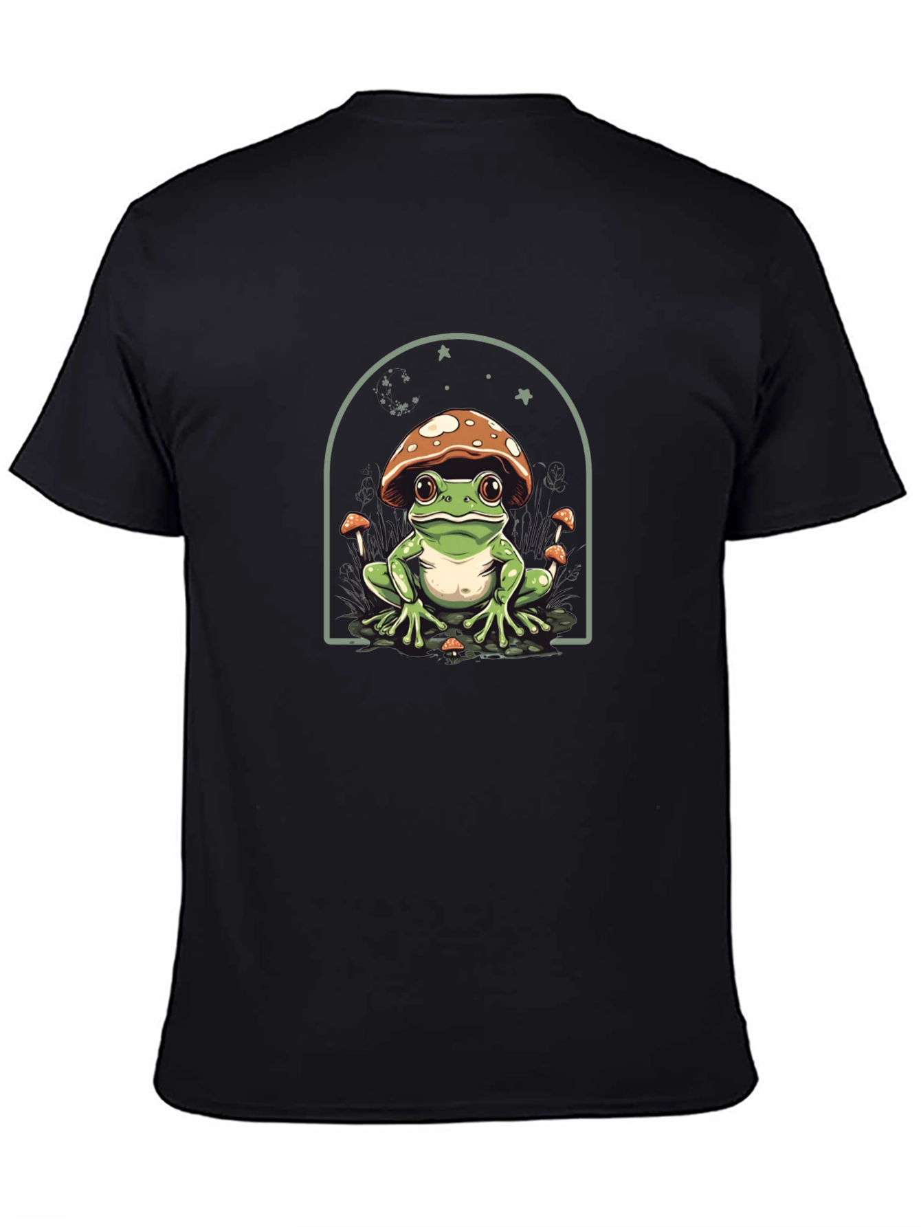 Black Mushroom Frog T-Shirt - Unique Graphic Tee view 4