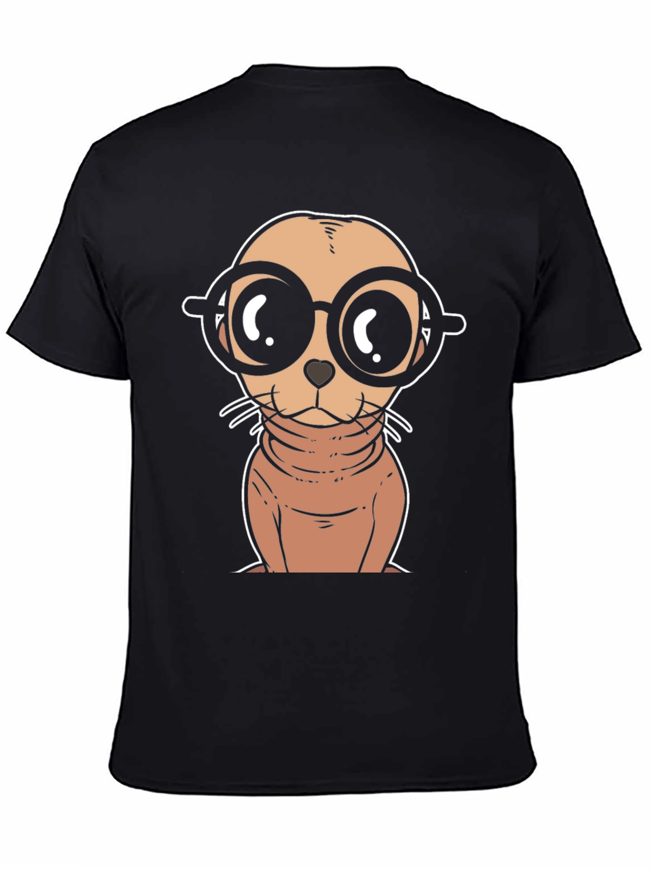 Black Cartoon Seal with Glasses T-Shirt view 4