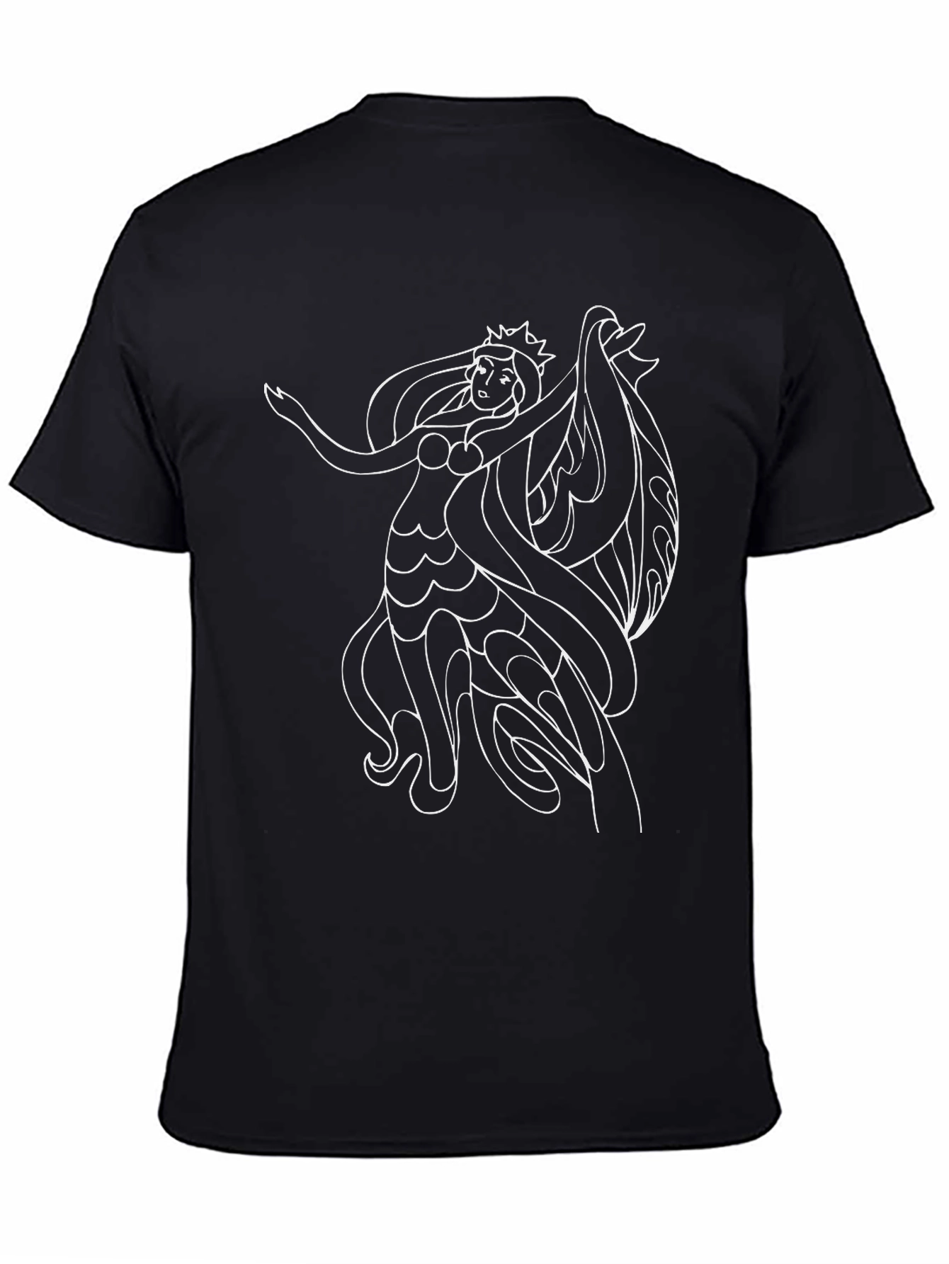 Black Black T-Shirt with Mermaid Graphic view 4