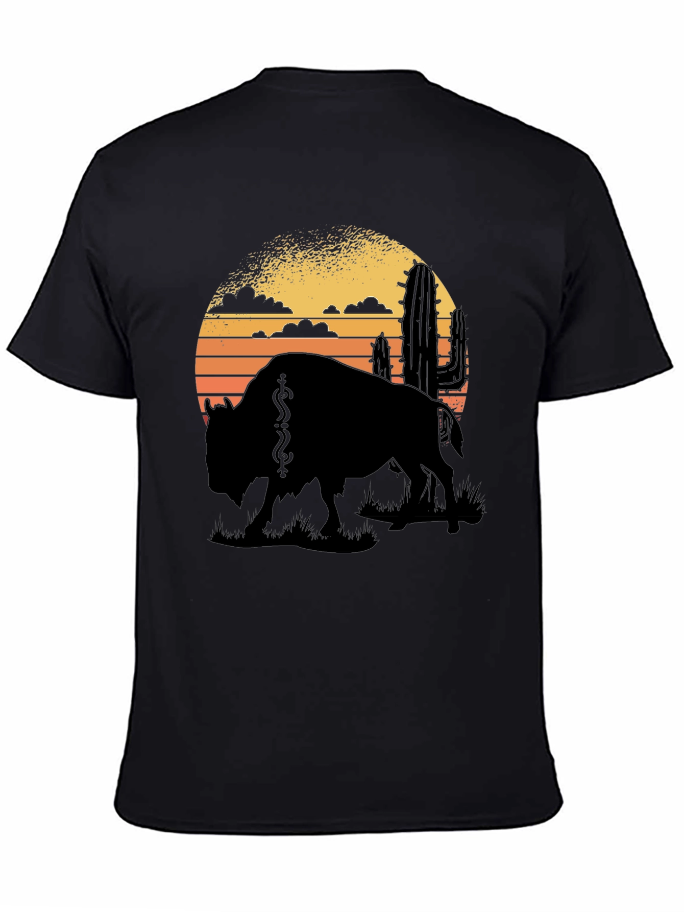 Black Buffalo Sunset Graphic Tee - Black Cotton T-Shirt view 4