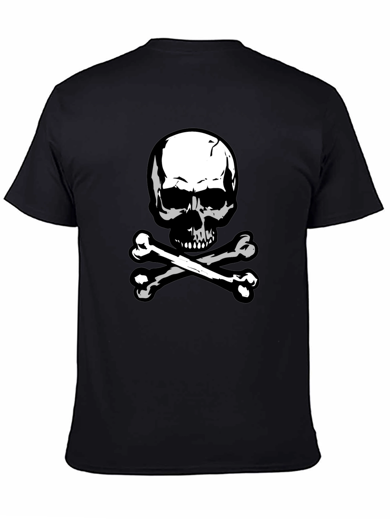 Black Skull & Crossbones Graphic Tee - Black Cotton view 4