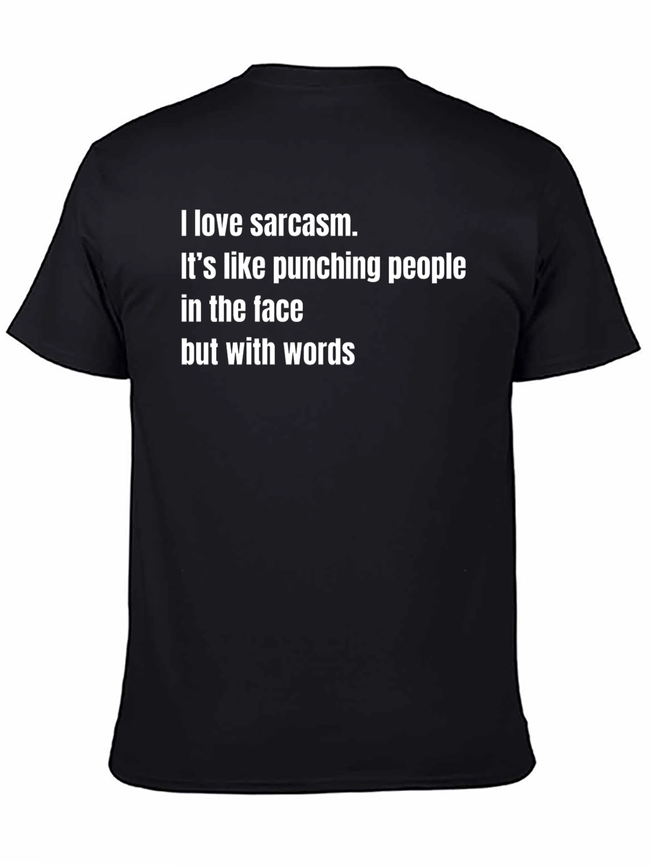 Black Sarcastic Humor T-Shirt: Punching People with Words Tee view 4