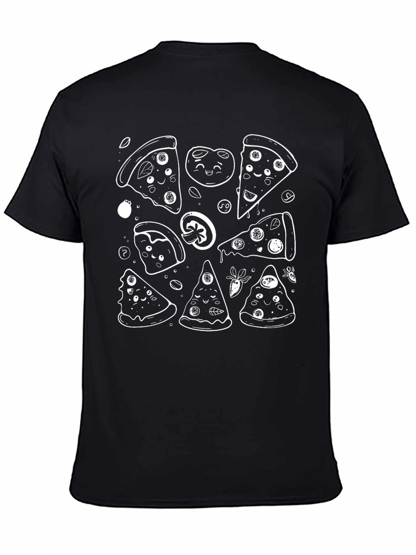 Black Pizza Lover's Graphic Tee - Fun Cartoon Style view 4
