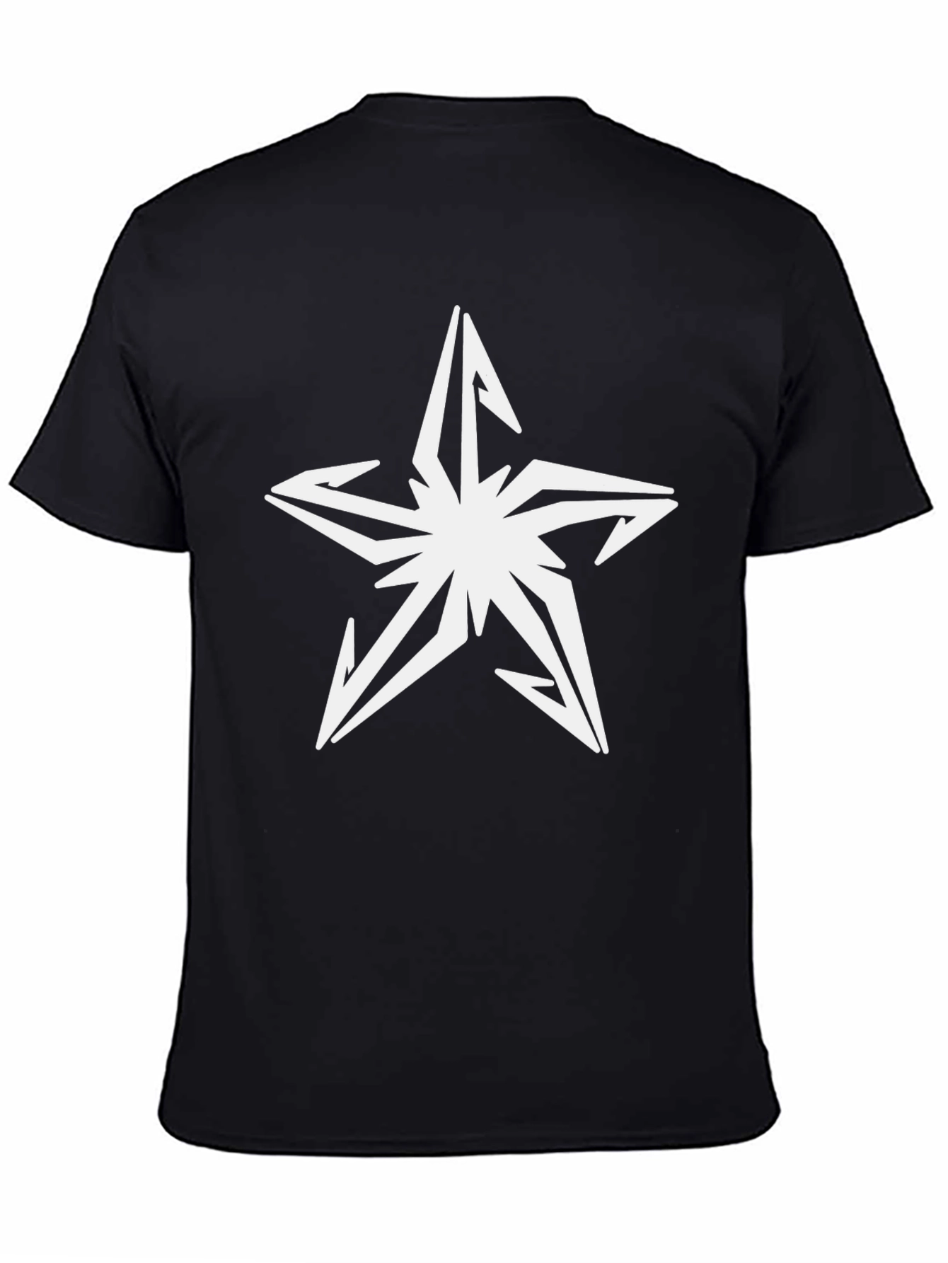 Black Black T-Shirt with White Star Graphic view 4