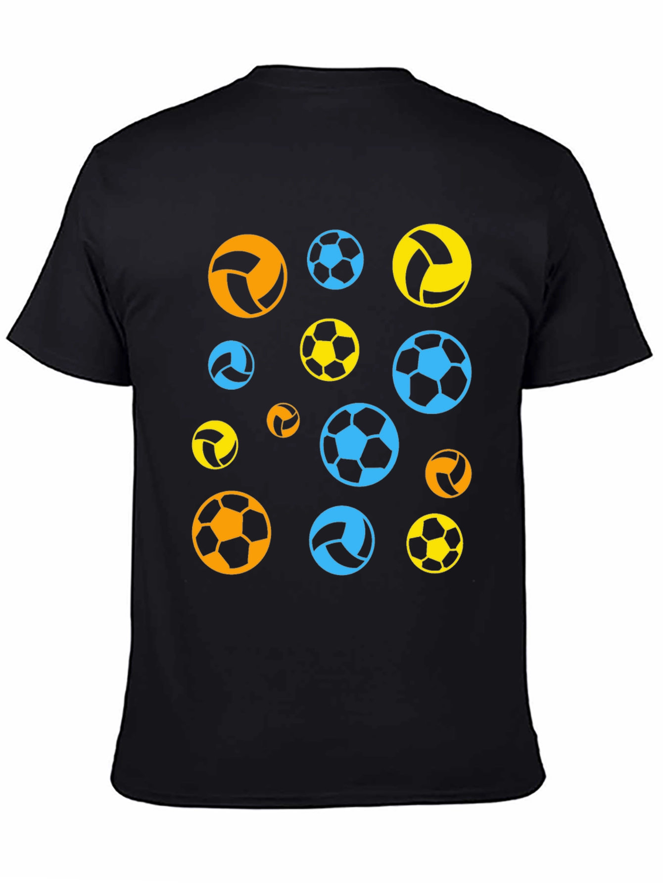 Black Funky Sports Ball T-Shirt - Casual Black Tee view 4